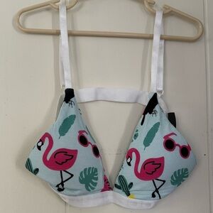 BAMBOO Flamingo Print Bra - Pink and Green